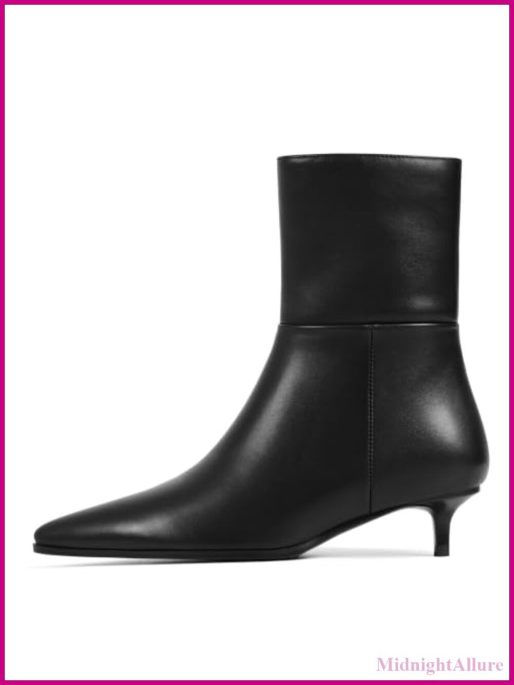 Kitten Heel Ankle Boots Pointed Toe Pull-On PU Women's Booties